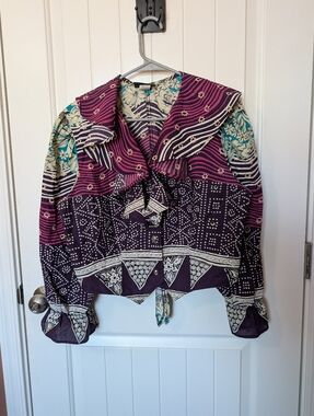 Vintage Roughrider Western Blouse Women’s Large Purple/White